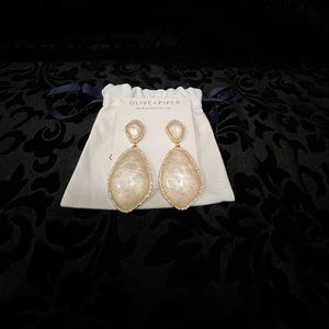 Olive & Piper Estrella Pearl & Rhinestone embellished pierced Earrings *New